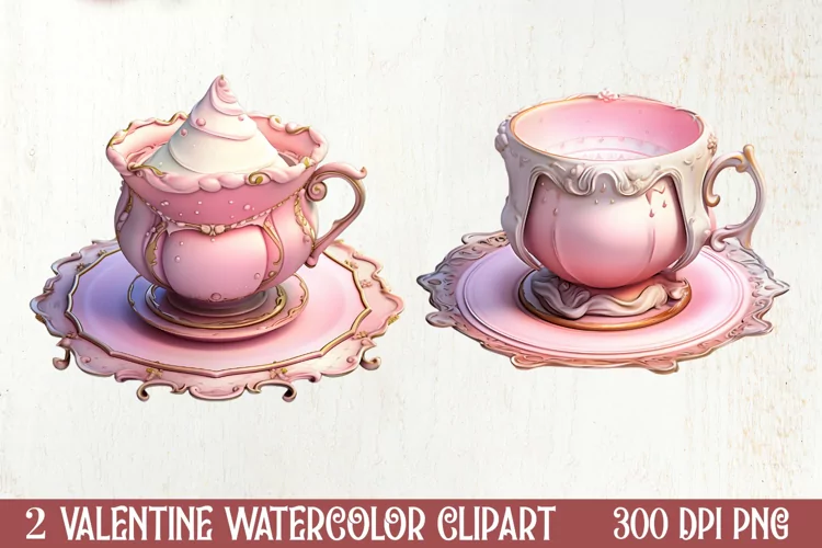 Coffee Latte Cups Valentine Clipart, Valentines PNG