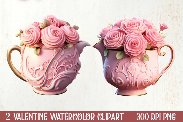 Coffee Latte Cups Valentine Clipart, Valentines PNG