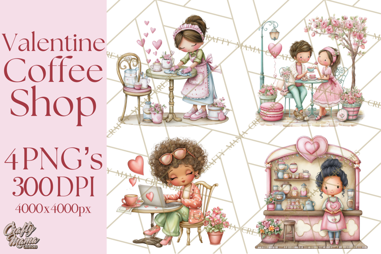 Valentine Coffee Shop Clipart PNG Cute Barista Cafe Clipart
