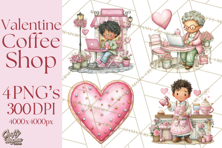 Valentine Coffee Shop Clipart PNG Cute Barista Cafe Clipart