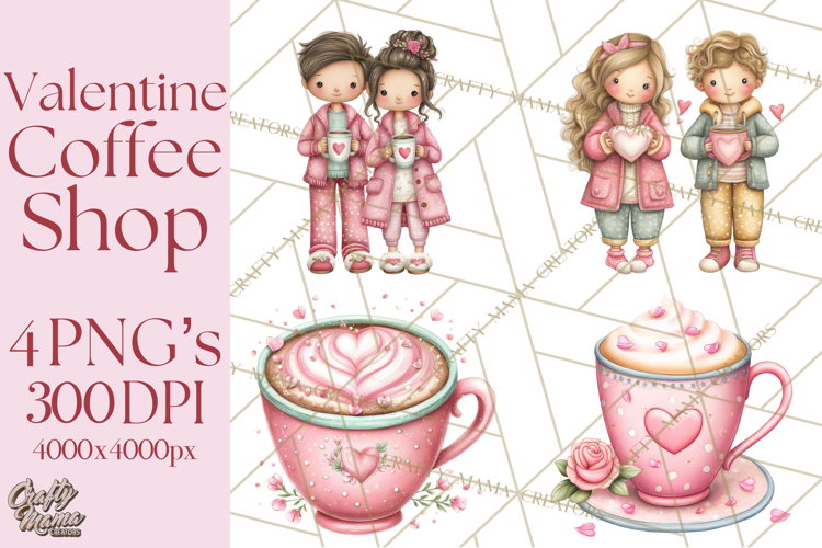Valentine Coffee Shop Clipart PNG Cute Barista Cafe Clipart