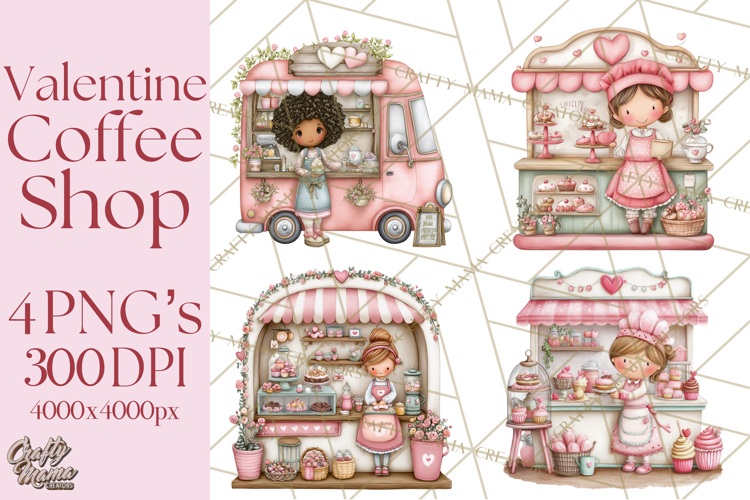 Valentine Coffee Shop Clipart PNG Cute Barista Cafe Clipart