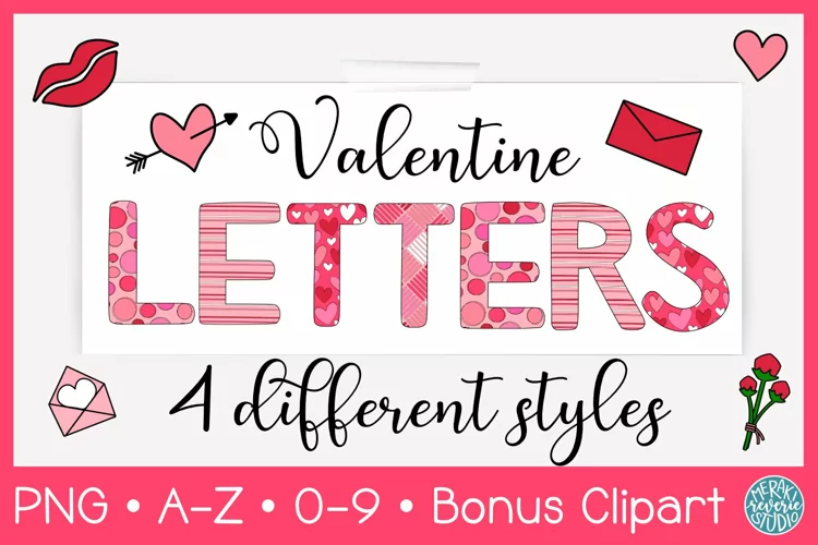 Valentine Alphabet With Numbers and Valentine's Clipart