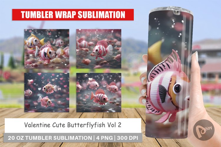 Tumbler Sublimation Wrap Valentine Butterflyfish