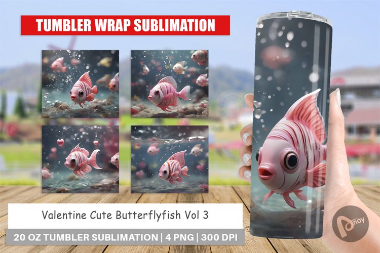 Tumbler Sublimation Wrap Valentine Butterflyfish
