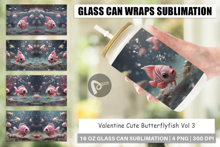 Glass Can Wraps Valentine Butterflyfish