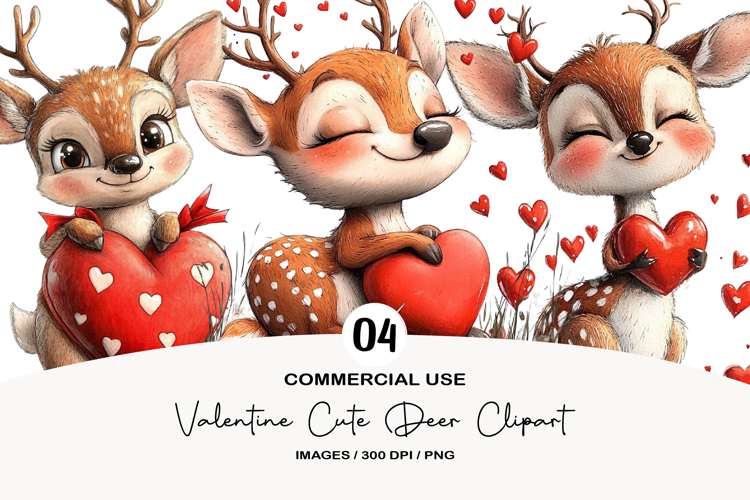 Valentine Cute Deer Clipart