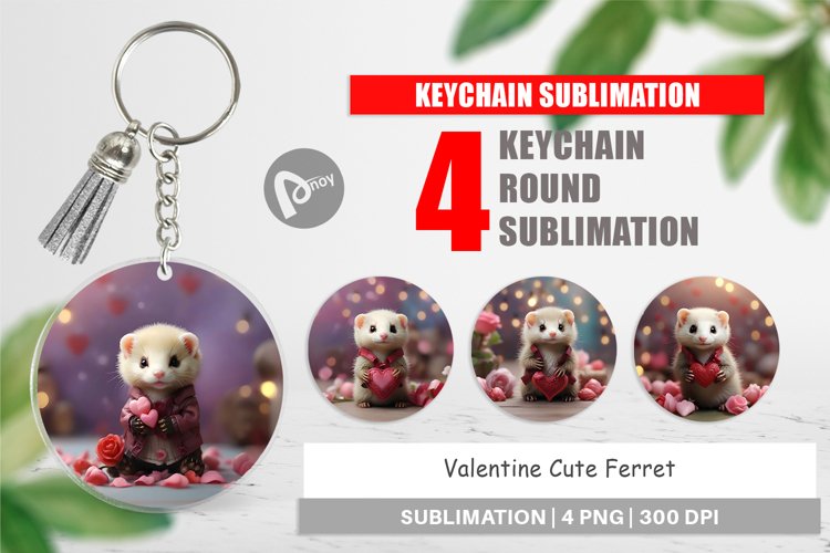 Keychain Valentine Cute Ferret