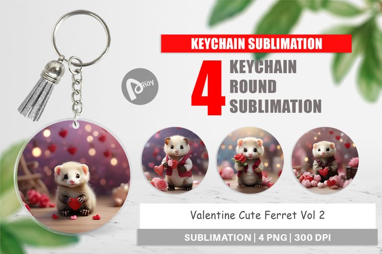 Keychain Valentine Cute Ferret example image 1