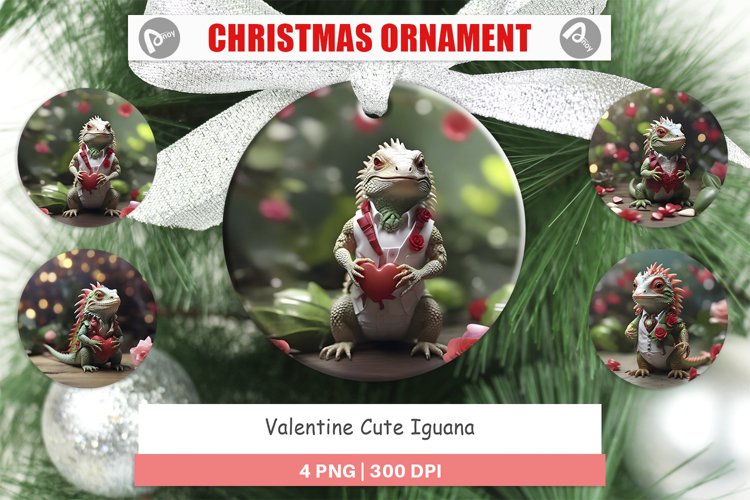 Christmas Ornaments Valentine Cute Iguana