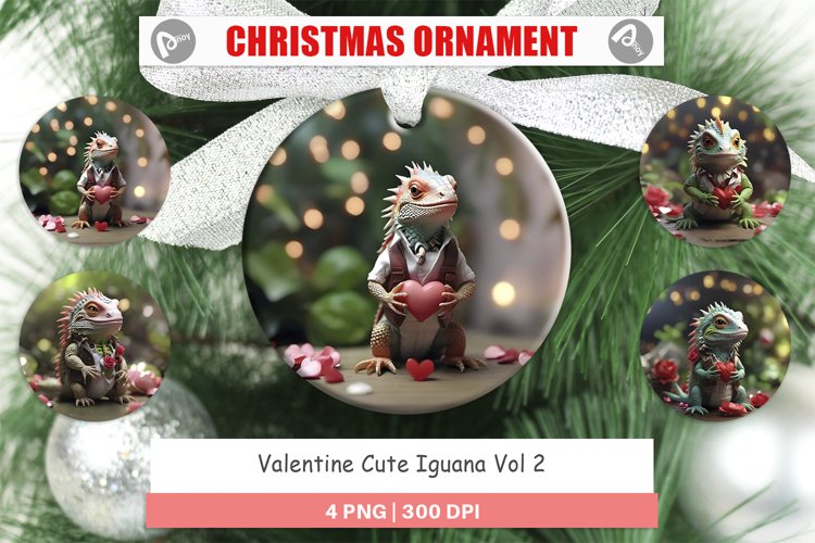 Christmas Ornaments Valentine Cute Iguana