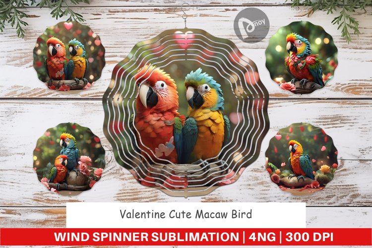 Wind Spinner Valentine Cute Macaw Bird