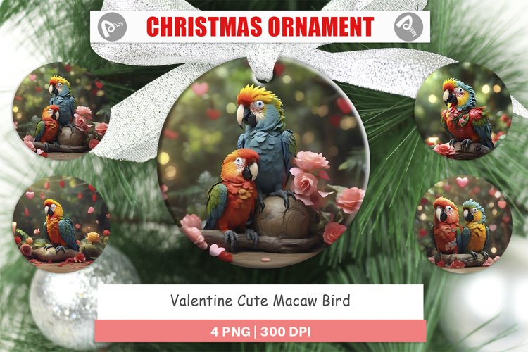 Christmas Ornaments Valentine Cute Macaw Bird
