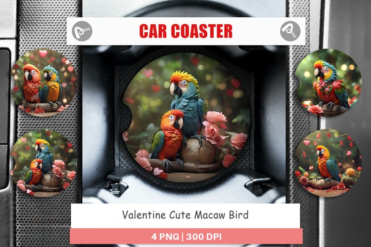Car Coaster Valentine Cute Macaw Bird