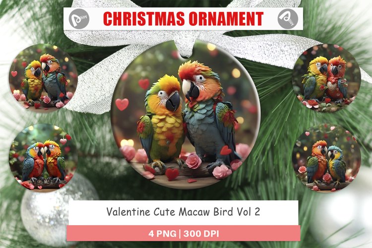 Christmas Ornaments Valentine Cute Macaw Bird