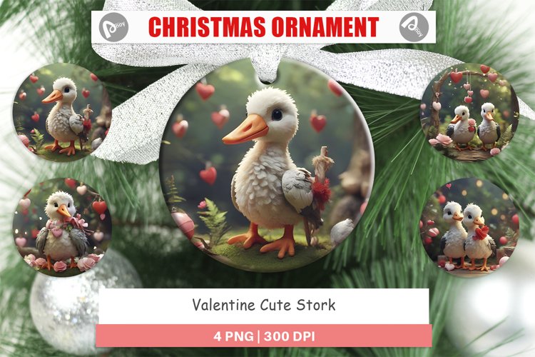 Christmas Ornaments Valentine Cute Stork