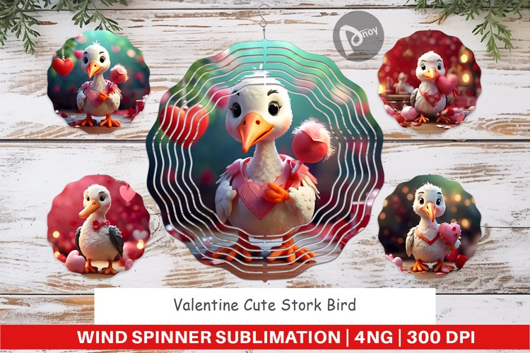 Wind Spinner Valentine Cute Stork