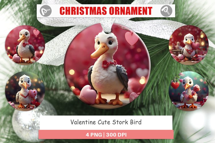 Christmas Ornaments Valentine Cute Stork