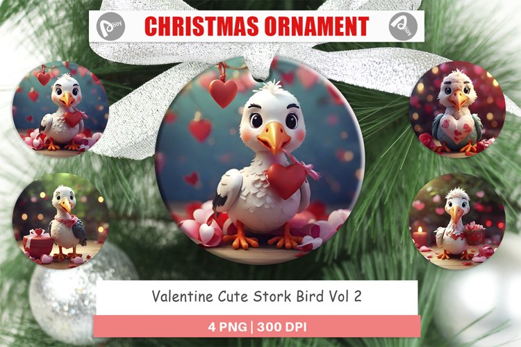 Christmas Ornaments Valentine Cute Stork Bird
