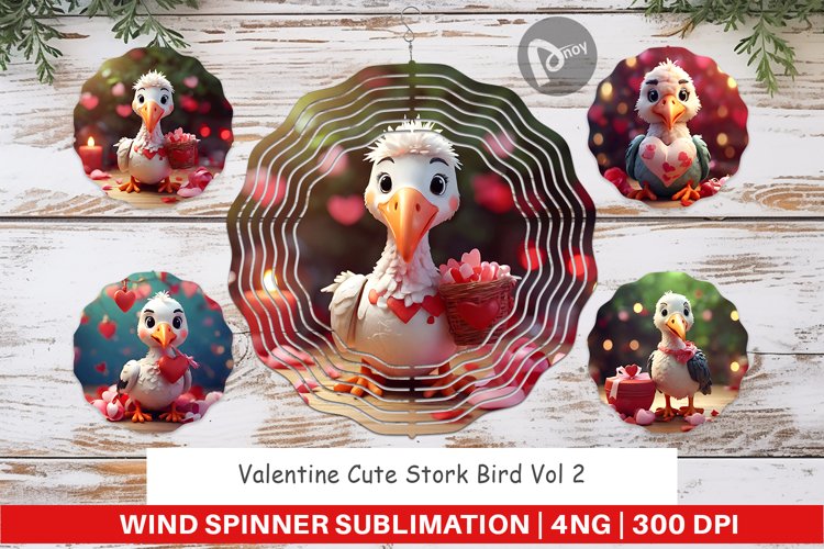 Wind Spinner Valentine Cute Stork Bird