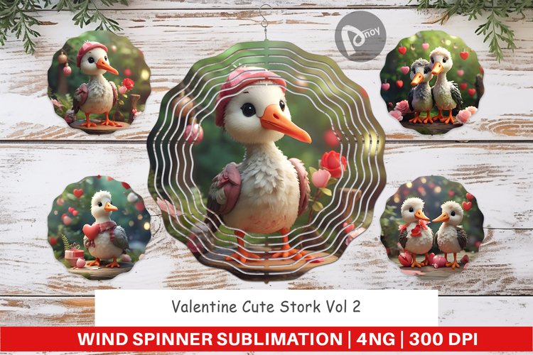 Wind Spinner Valentine Cute Stork Bird