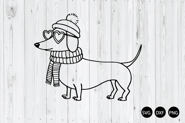 Valentine Dachshund Dog SVG, Retro Valentine SVG