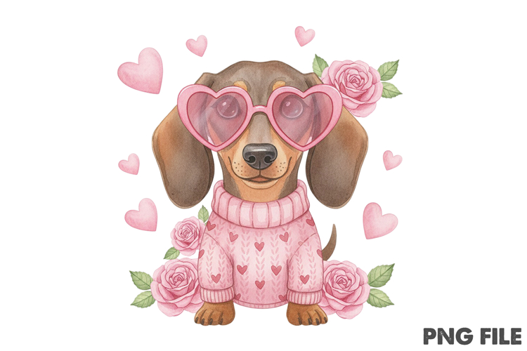 Valentine Dachshund Dog PNG