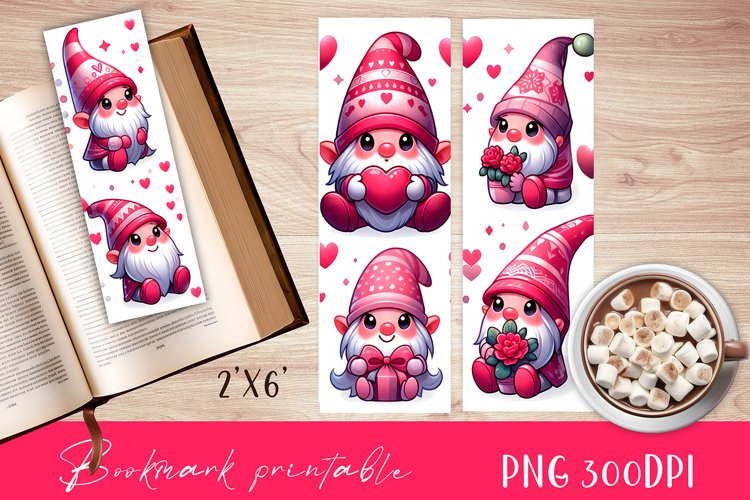 Watercolour Beautiful gnome with heart Bookmarks Sublimation