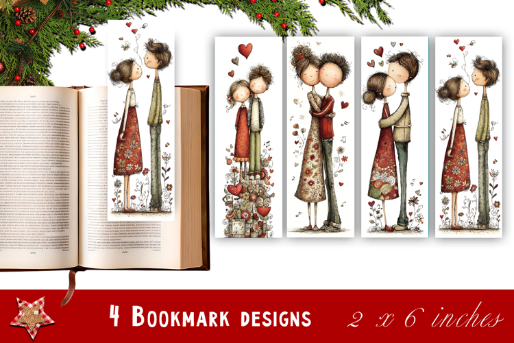 Watercolour Valentine Day animals Bookmarks Sublimation