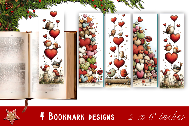 Watercolour Valentine Day animals Bookmarks Sublimation