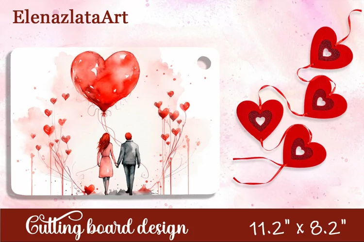 Valentine Day Cutting Board Sublimation Cutting board