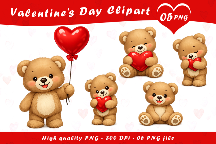 Valentines Teddy Bear Clipart PNG