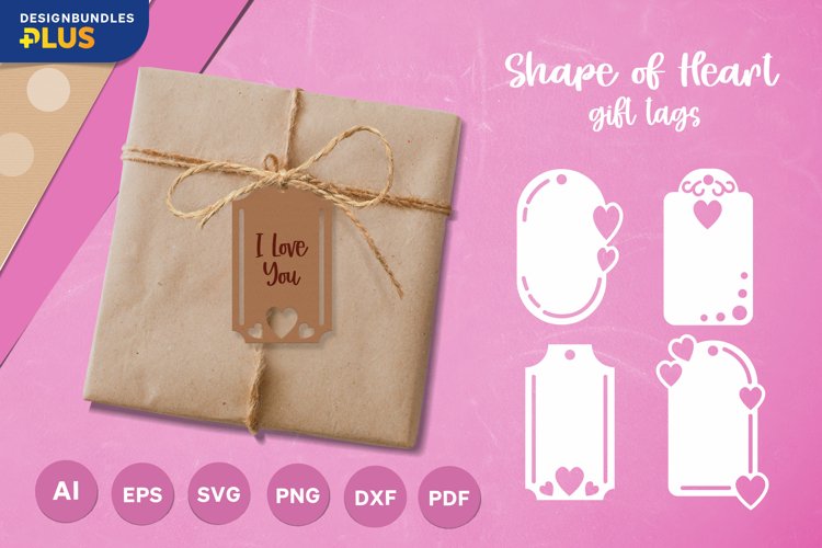 Lovely Hearts Paper Cutting Gift Tag Set in Different Shapes