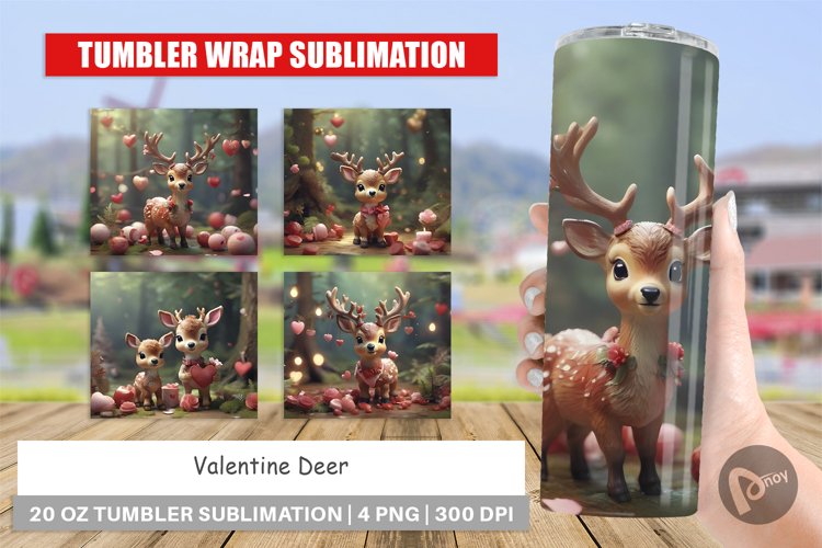 Tumbler Sublimation Wrap Valentine Deer
