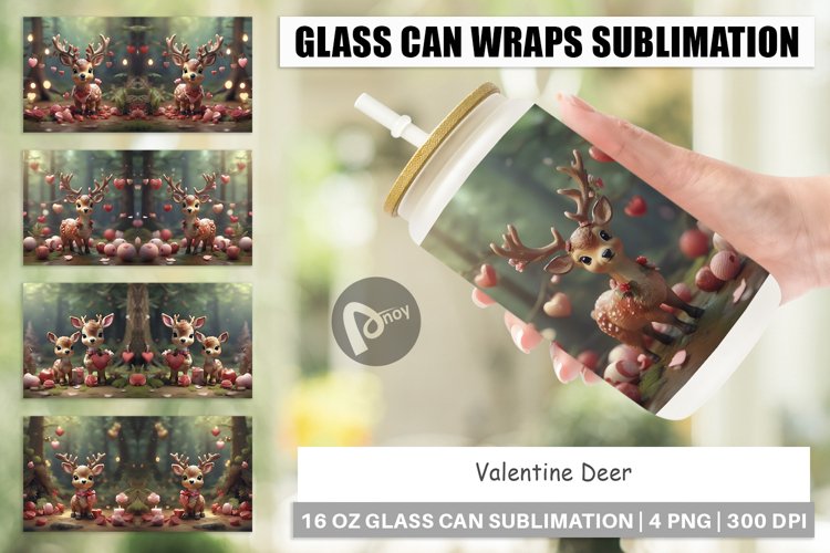 Glass Can Wraps Valentine Deer