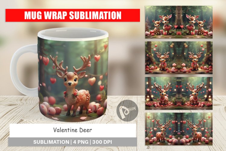 Mug sublimation design Valentine Deer