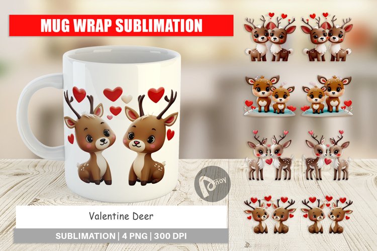 Mug Wrap Design Valentine Deer example image 1