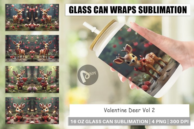 Glass Can Wraps Valentine Deer