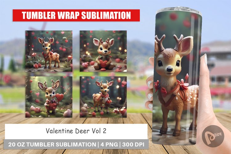 Tumbler Sublimation Wrap Valentine Deer