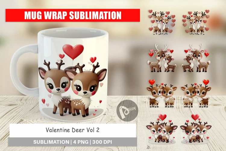 Mug Wrap Design Valentine Deer