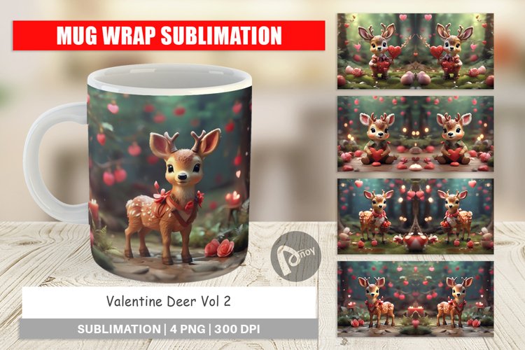 Mug sublimation design Valentine Deer