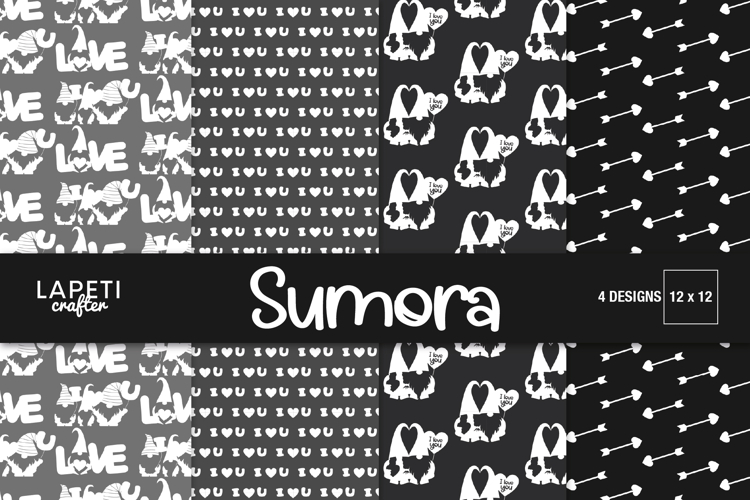 Valentine Digital Paper, Love and Gnome Pattern Paper 12x12