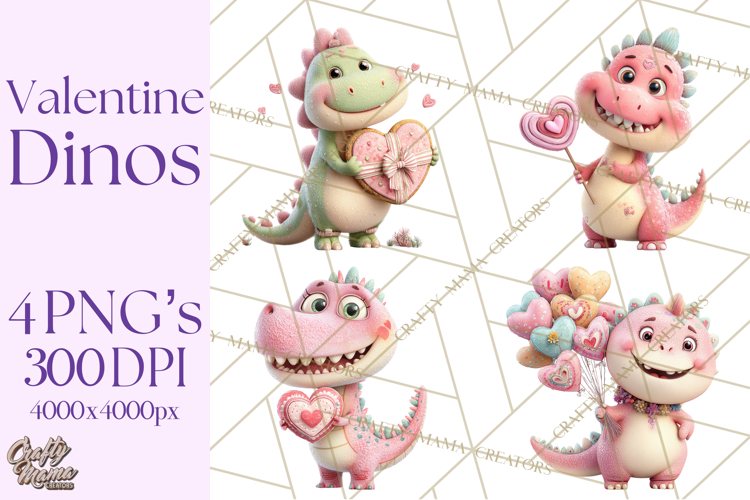 Valentine Dinosaur Clipart PNG Cute Dino Valentine Printable
