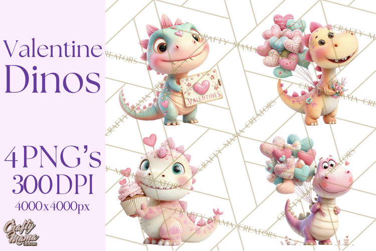 Valentine Dinosaur Clipart PNG Cute Dino Valentine Printable
