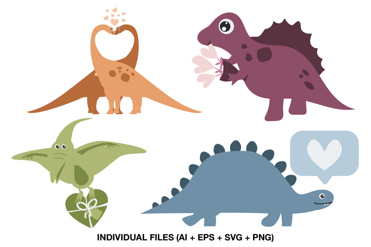 Valentine Dinosaur Clipart for Card Making