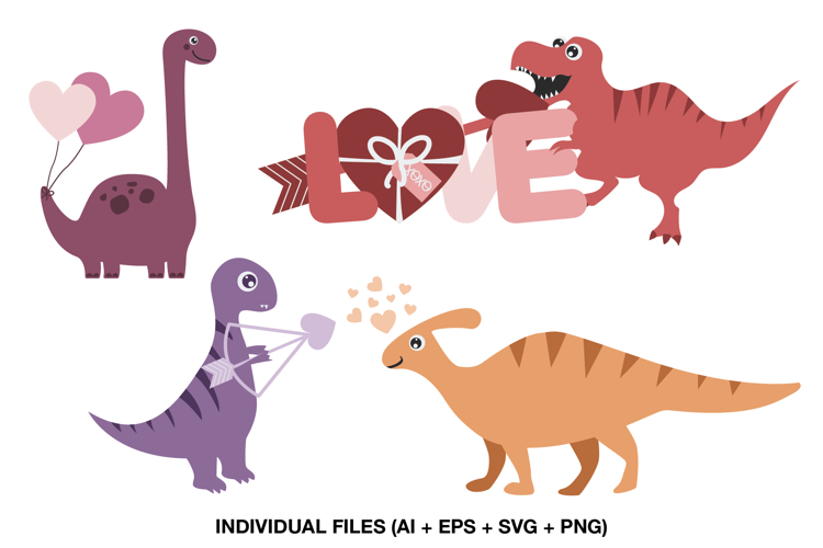 Valentine Dinosaur Clipart, Cute Love Dino PNG
