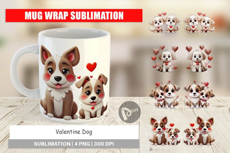 Mug Wrap Design Valentine Dog
