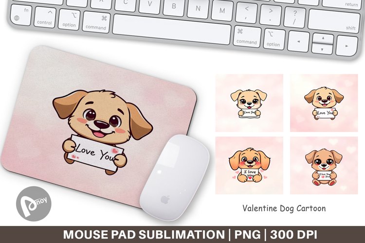 Mouse Pad Valentine Dog Cartoon