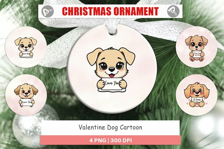 Christmas Ornaments Valentine Dog Cartoon