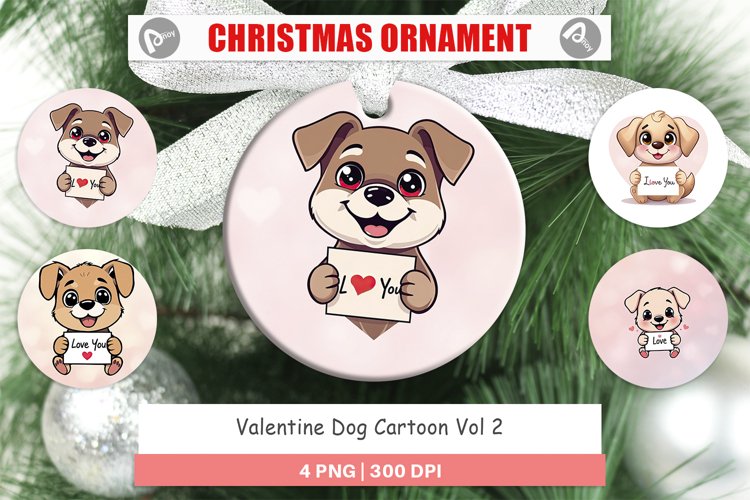 Christmas Ornaments Valentine Dog Cartoon example image 1